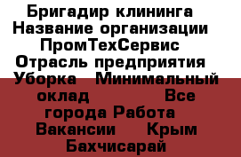 Бригадир клининга › Название организации ­ ПромТехСервис › Отрасль предприятия ­ Уборка › Минимальный оклад ­ 30 000 - Все города Работа » Вакансии   . Крым,Бахчисарай